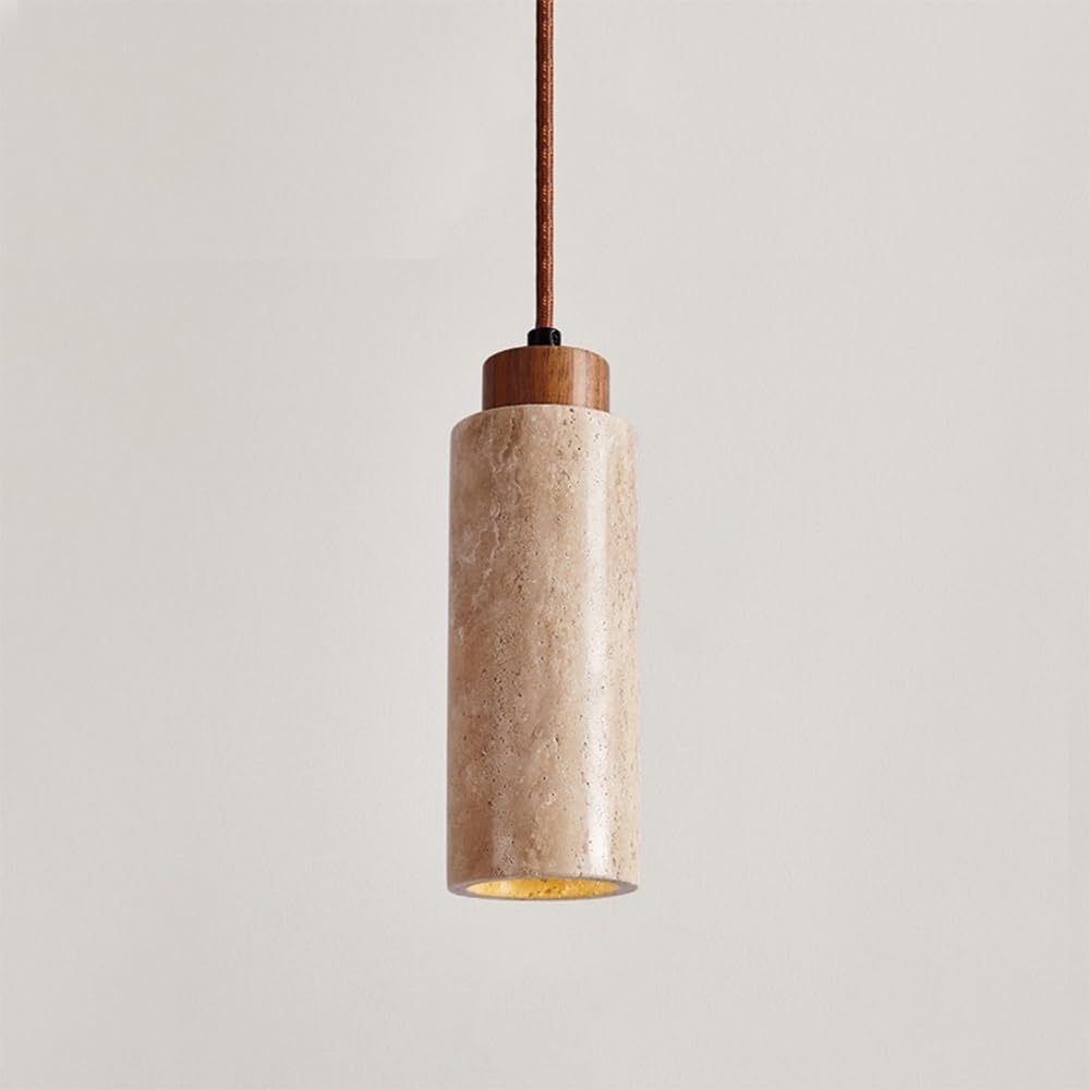 Mini Natural Travertine Light, E27 Socket, Rustic Pendant Lamp, 23cm, Warm White, Indoor, Normal Room