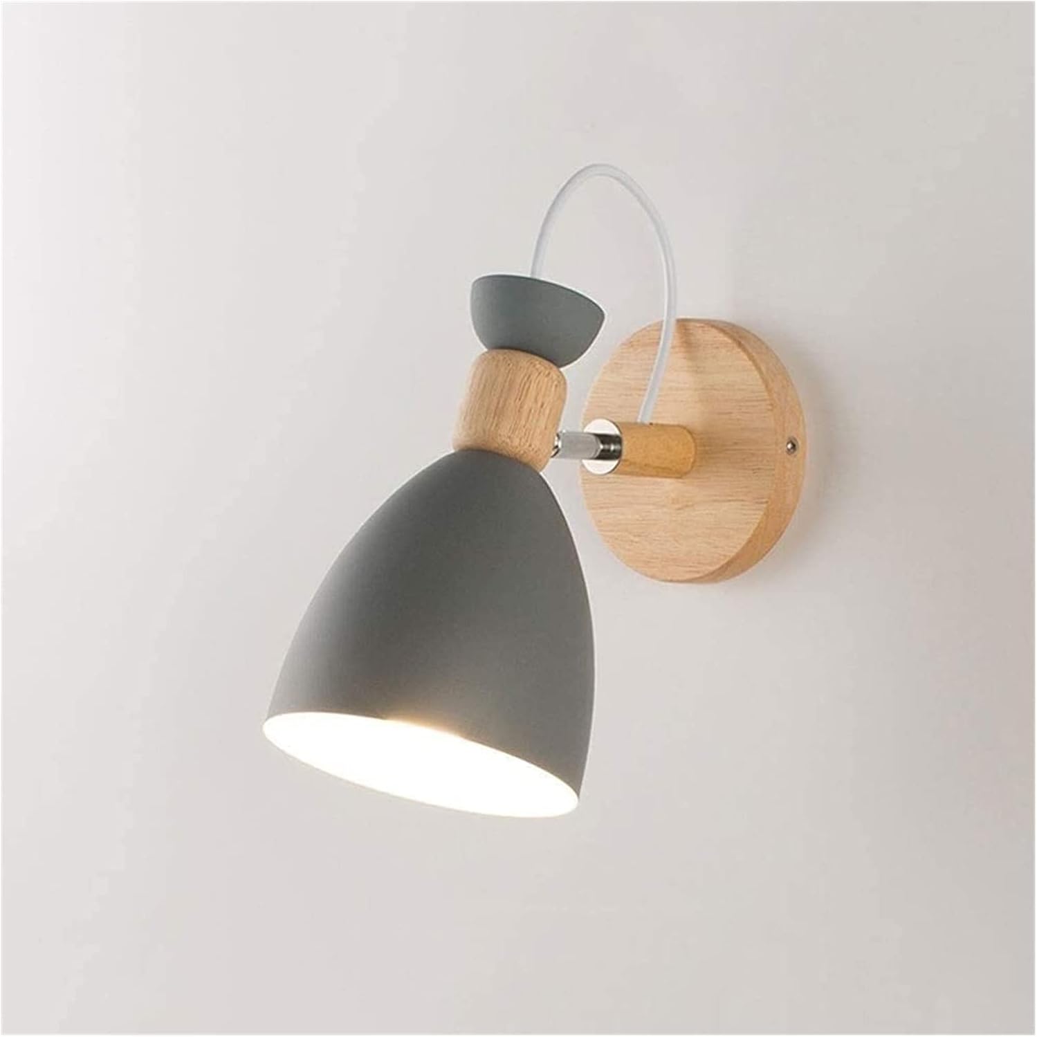 Nordic Adjustable Wall Sconce Lights Macaron Metal Bedroom Bedside Lamp Fashion Deco E27 Reading Light Wall-Mounted Indoor Lighting Fixture (Color : Grey) Pink(Gray)