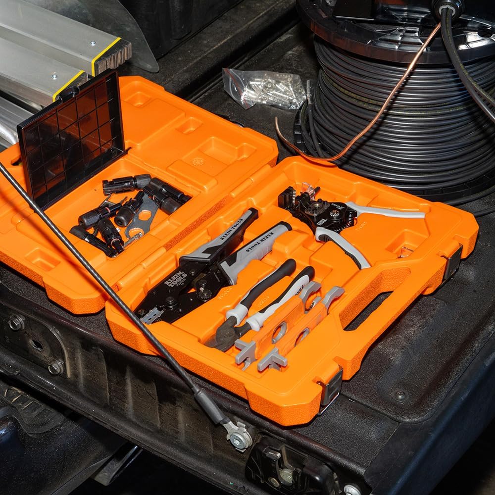 Klein Tools 92919SEP Solar Tool Set with Cutter, Stripper, Crimper, Wrenches and PV Connectors for Solar Panel Cable Assembly and Installation