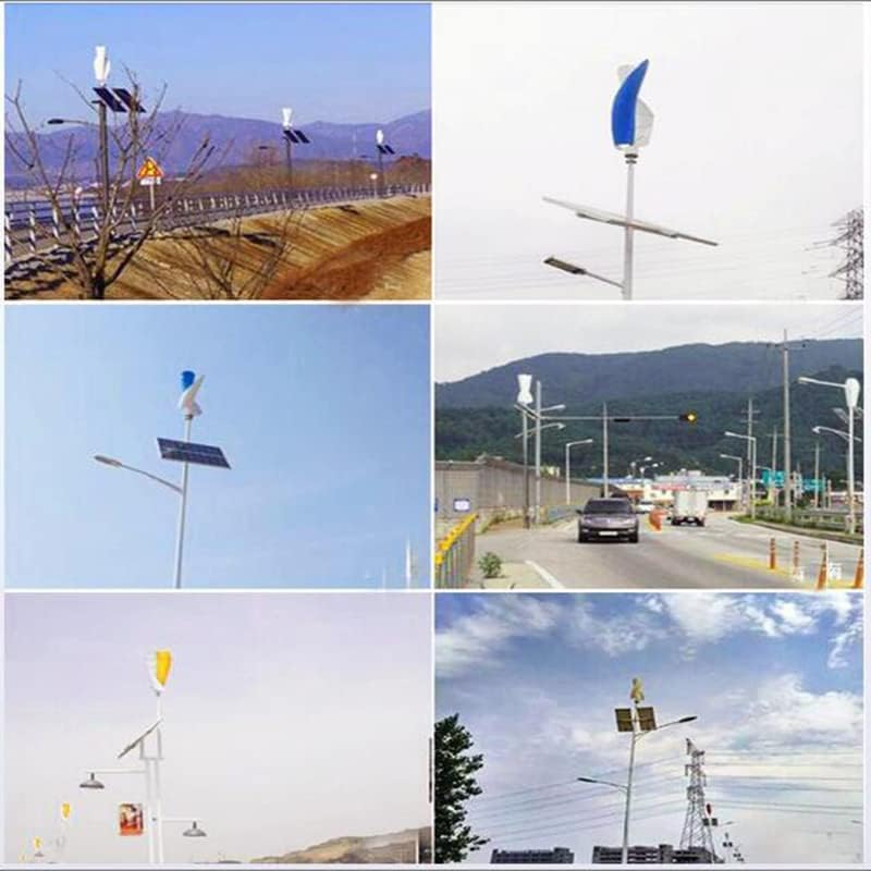 Vertical Spiral Wind Power Turbine Generator, 8000W Vertical Axis Breeze Start Wind-Solar Complementary +Magnetic Levitation Axis Wind Turbine Generator Power for Outdoor Garden