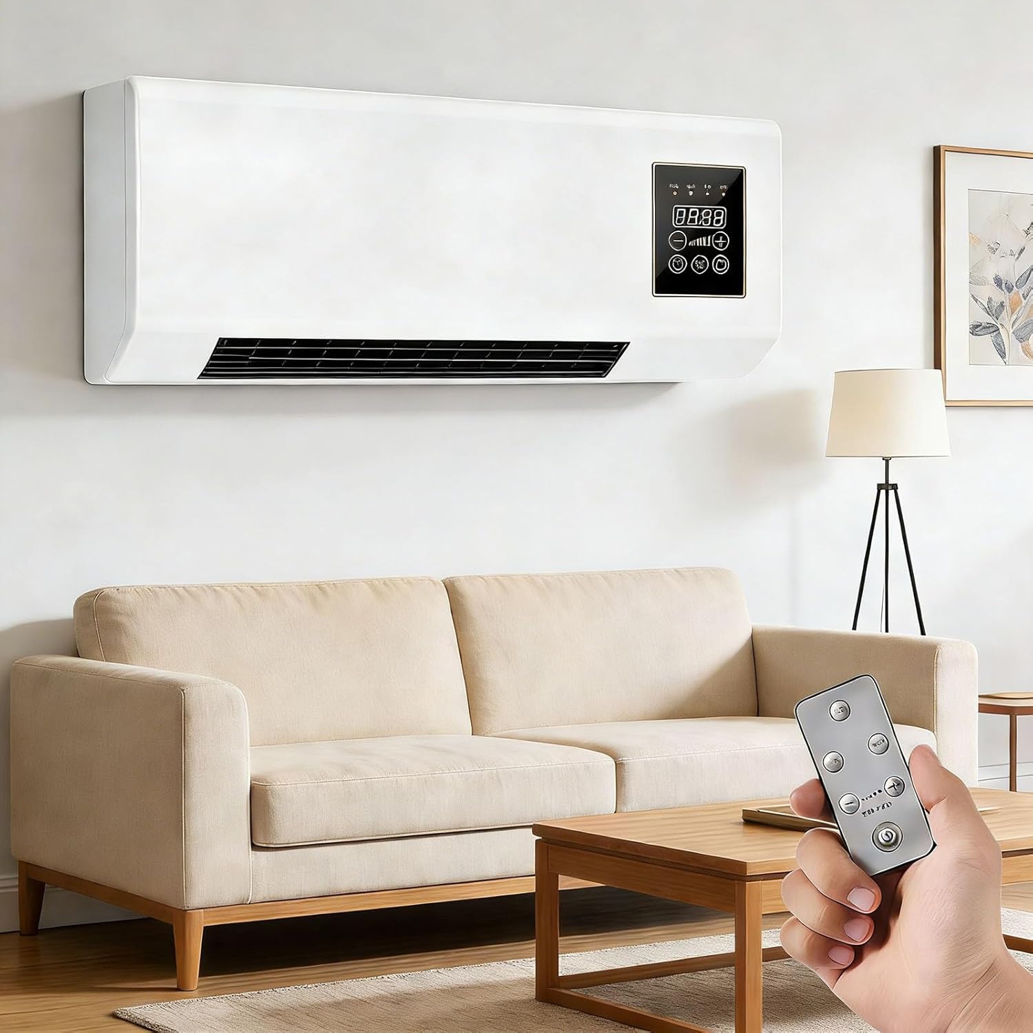 Portable Air Conditioning Mini Wall Mounted Ac Unit Heater for Bedroom, 2 In 1 Smart Cold and Hot Air Conditioners Mini AC/Heating System with Remote Control(White)