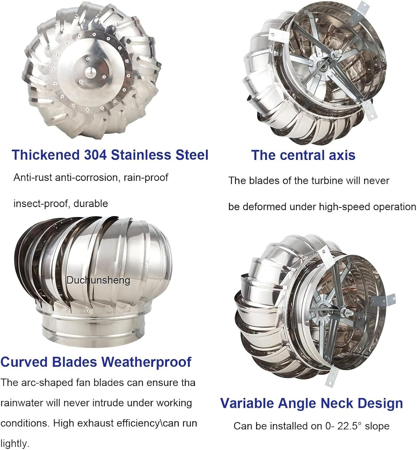 High-Speed Roof Wind Turbine Vent, Durable Rustproof Air Outlet with Internally Braced Bearings, Easy Installation for Chimney & Farm Use (160mm Size)