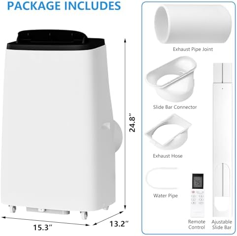 14000 BTU Portable Air Conditioners,Portable AC Unit with Remote Control,4-IN-1 Energy Efficient AC Unit,Cools Room Up to 750 Sq.Ft,for Large Room, Campervan,Temporary Space,Window Kit Included