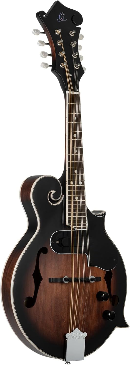 Ortega Guitars, 8-String Americana Series F-Style Acoustic-Electric Mandolin, Right, Whiskey Burst (RMFE30-WB)