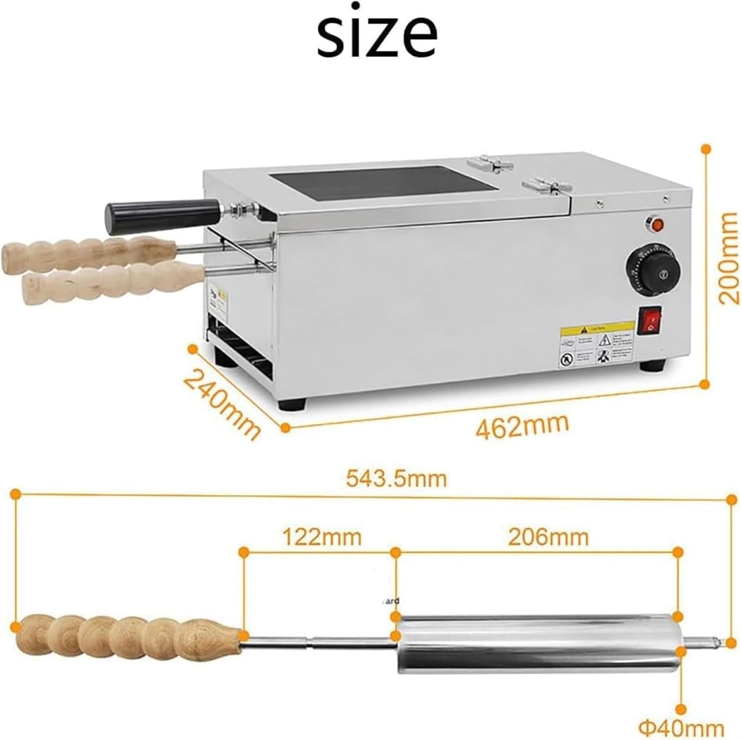 Electric Ice Cream Cone Machine, 1500WCommercial Chimney Cake Machine, Chimney Bread Roll Grill Maker for Restaurant Home Kitchen Snack Bar,220V