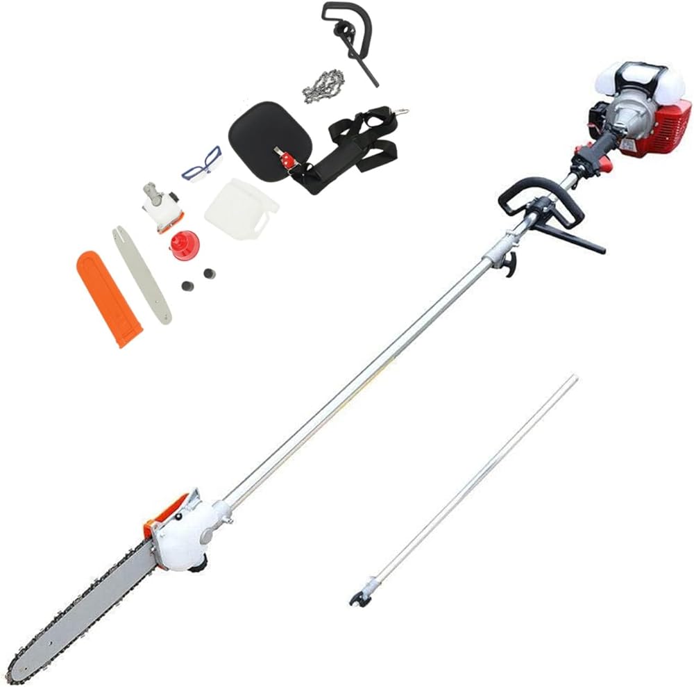 Pole Saw 16-FT Height Reachable Powerful Gas Pole Chainsaw 42.7CC 2-Cycle Cordless Extension Pole Saw with 11 inch Cutting Bar Tree Trimmer Long Reach Saw