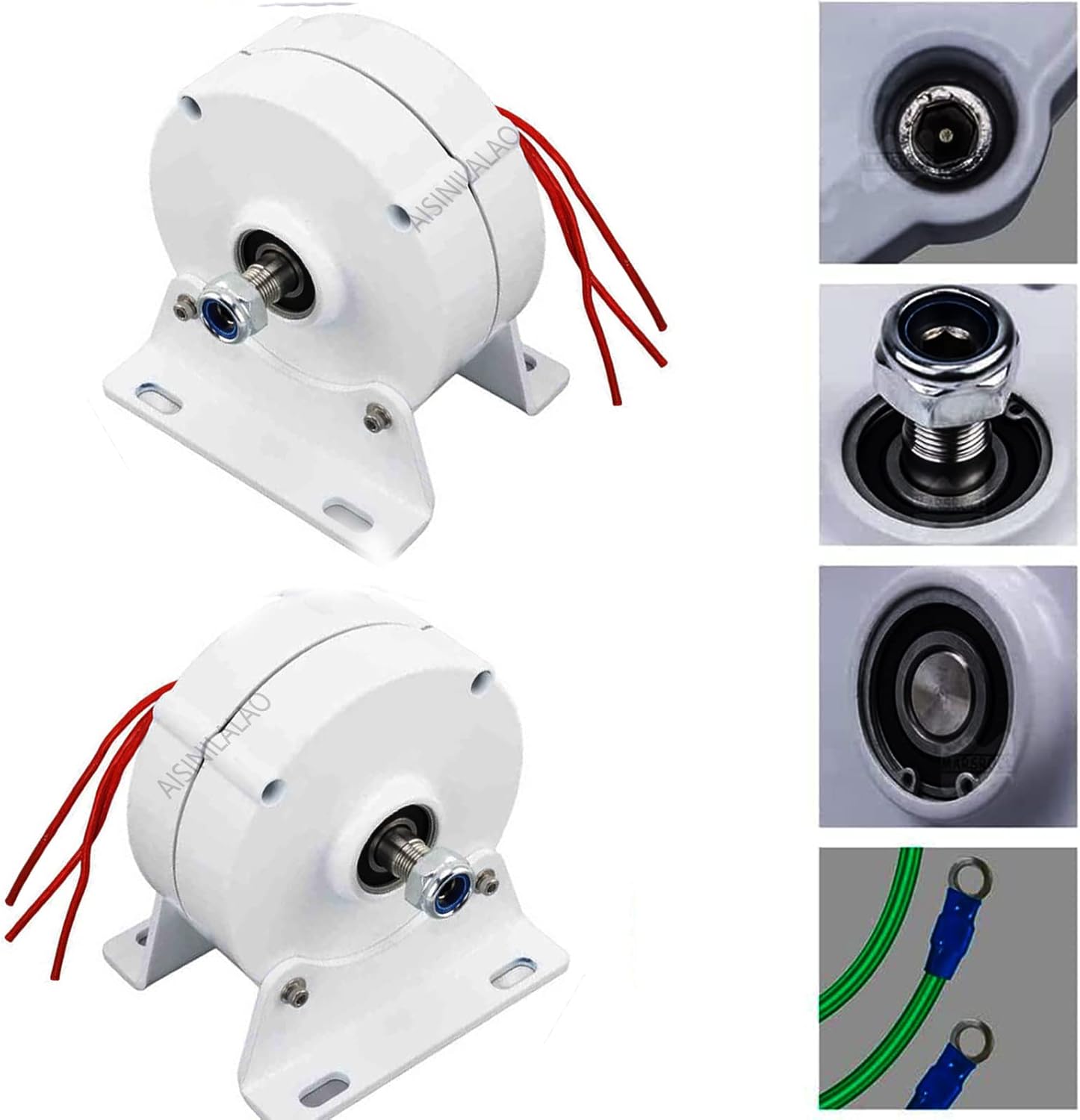 10000W 3 Phase Alternator 12V 24V 48V 220V for Wind Turbine Water Turbine Hydroelectric Generator (White,with Base)