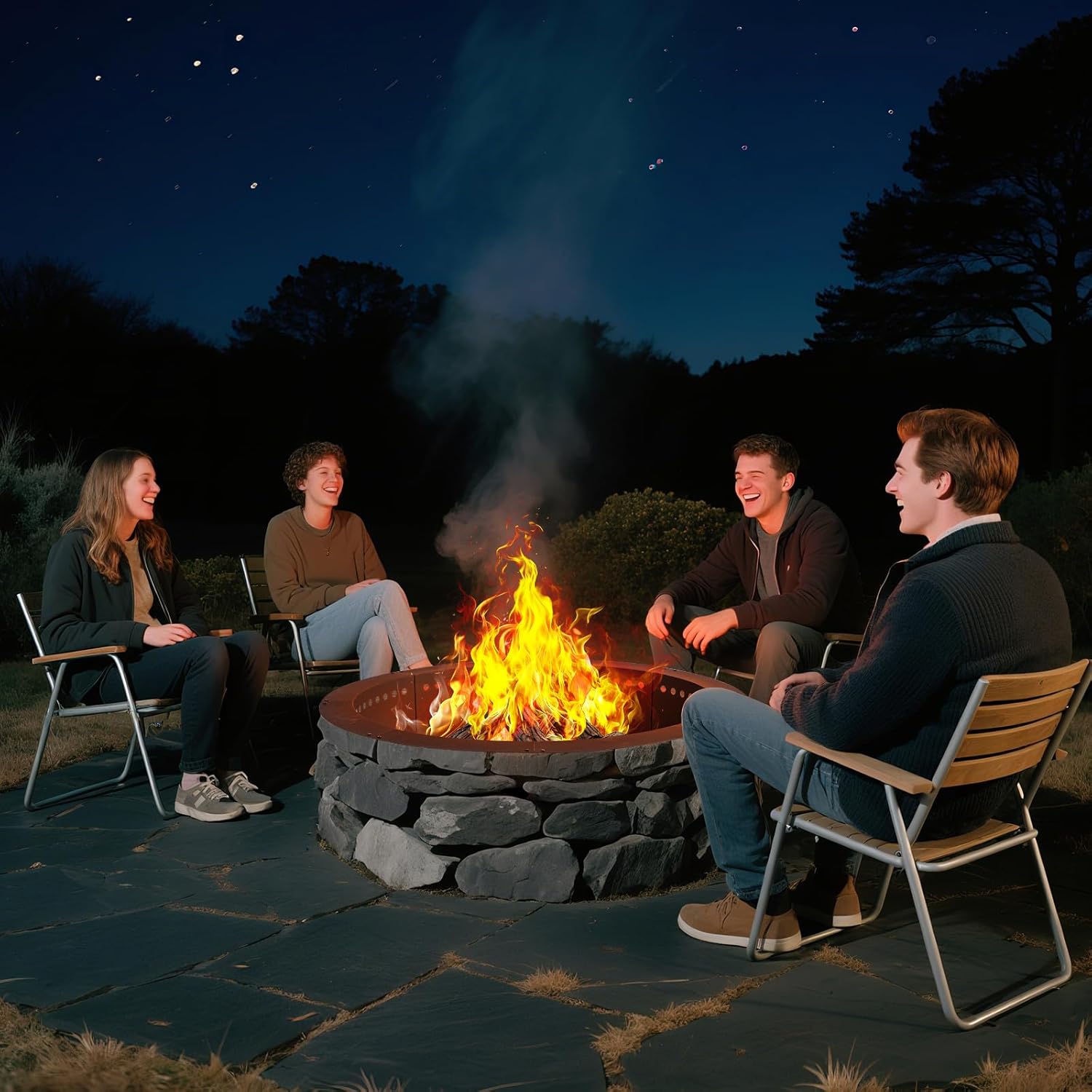 60 inch Outdoor Fire Pit Liner, Round Heavy Duty Fire Pits, Rim Insert Firepit for Outside, DIY Campfire Fireplace