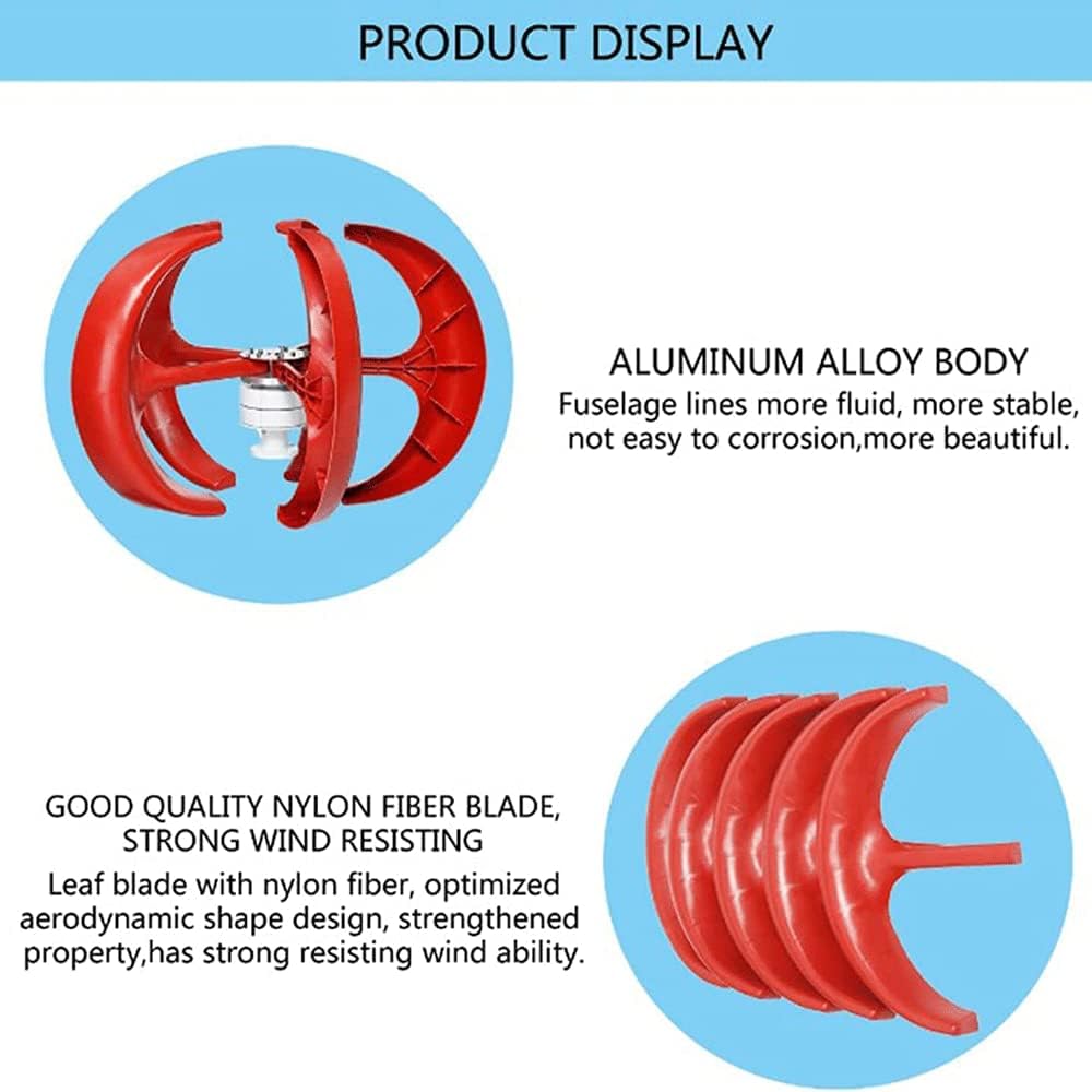 600W Wind Turbine Generator, 12V 24V 48V 5 Leaves Lantern Wind Turbine Vertical Wind Generator Kit Electricity Equipment
