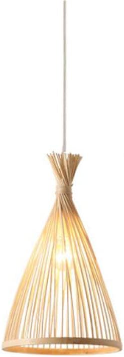 Modern Minimalist Style Bamboo Pendant Lamp,E27 Single Head Pendant Light,Ceiling Chandeliers,Bedroom Kitchen Island Decorative Lighting Fixtures,Rattan Lampshades