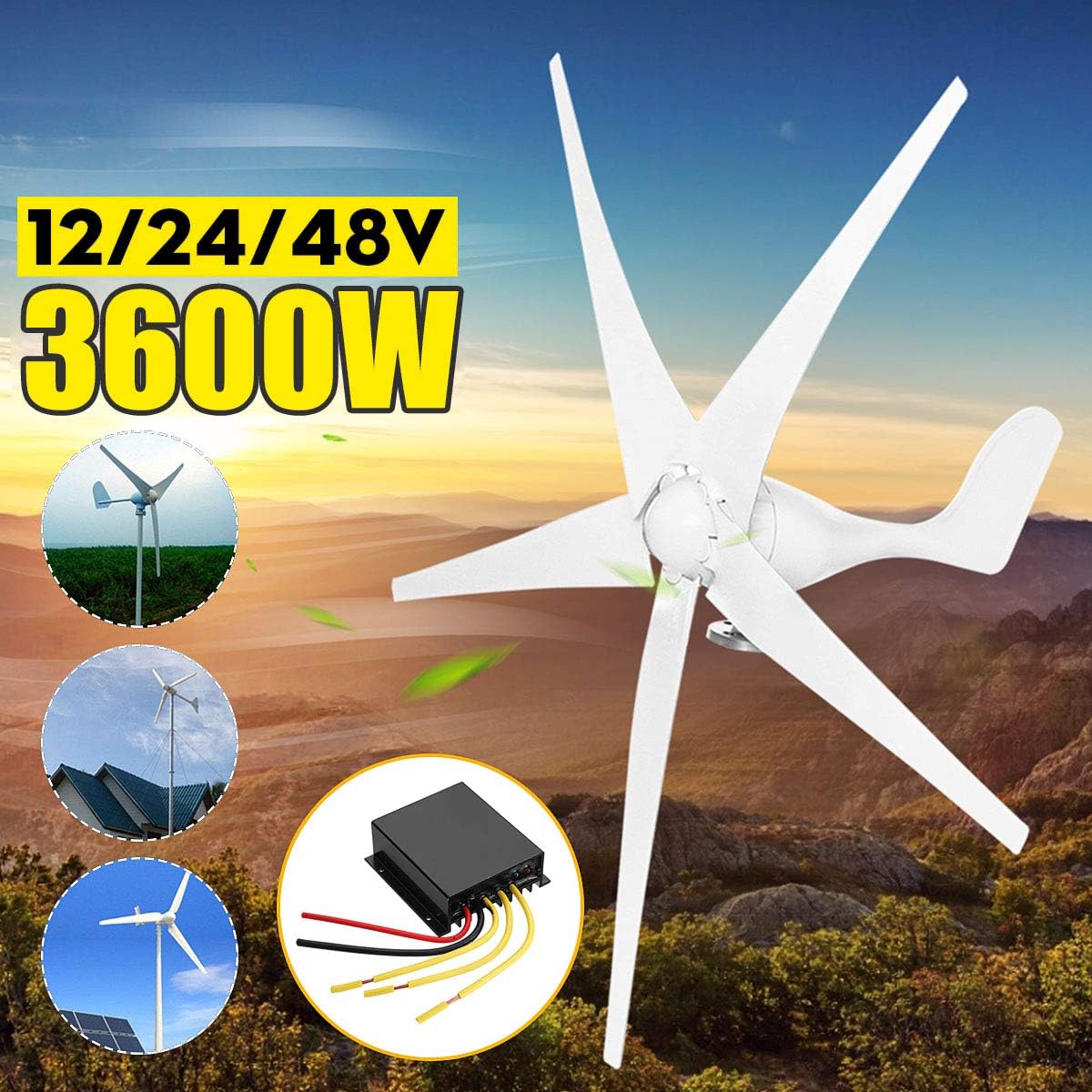 3600W Wind Turbines Generator 48V 3 5 Blades Motor Kit for Home Hybrids Streetlight Low Noise High Efficiency