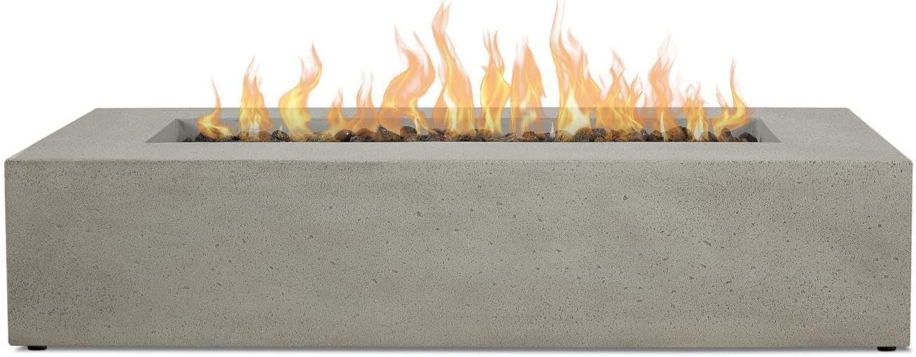 BBQGuys Signature La Valle 56-Inch Rectangle Natural Gas Fire Table - Flint (Ships as Propane w/Conversion Kit)