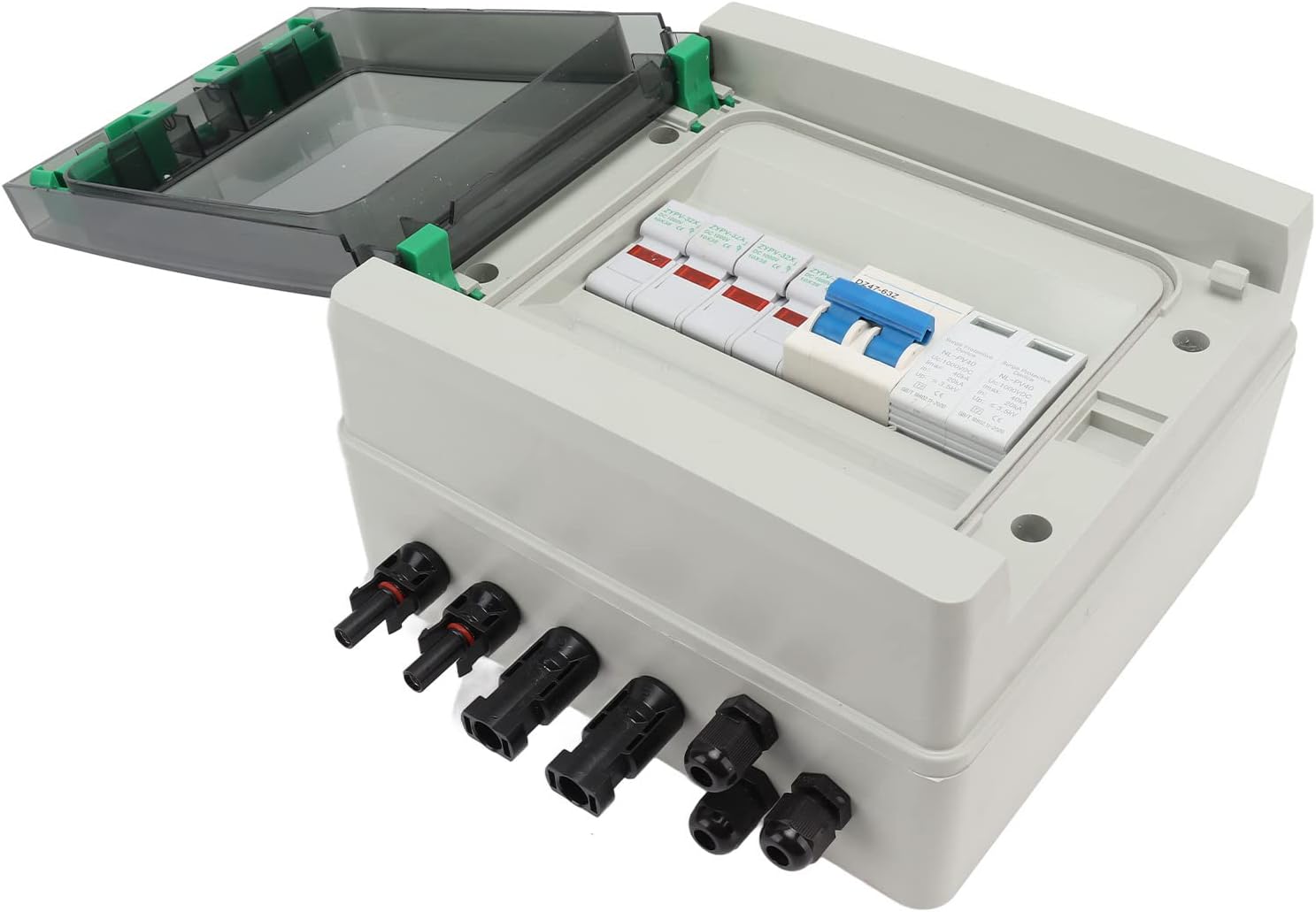 2 String Solar PV Combiner Box DC1000V 2 in 1 Out 15A Circuit Breaker