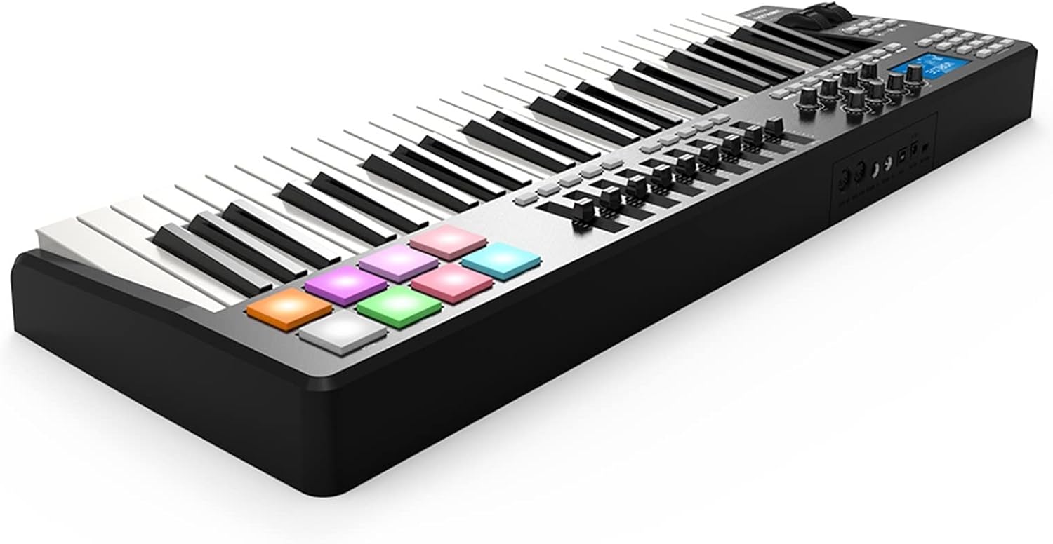Keyboard Piano 49 Portable 49-Key USB MIDI Keyboard Controller 8 RGB Colorful Backlit Trigger Pads