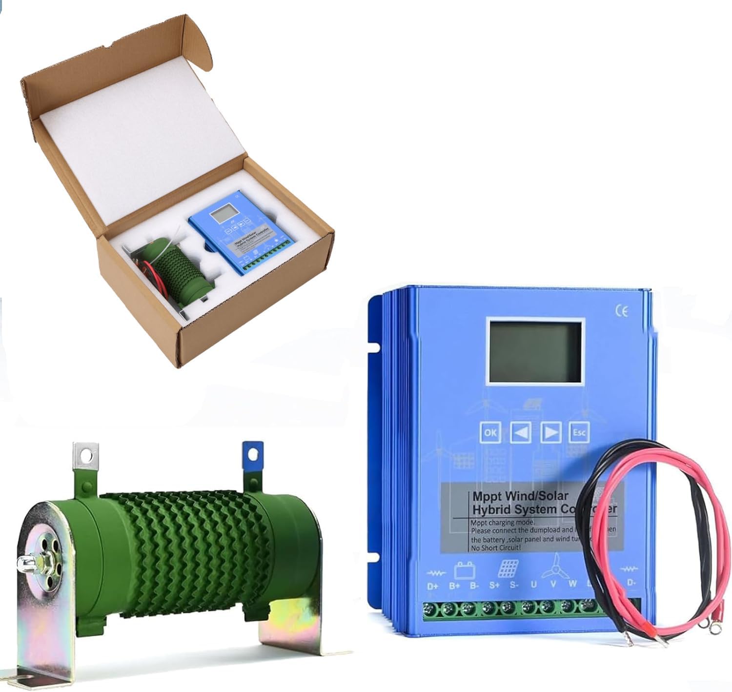 Wind Solar Hybrid System MPPT Charge Controller with Dump Load Wind Turbine Generator Solar Panel 12 24 48V Auto Universal for Off Grid Wind Solar Hybrid Systems Hybrid Charge Controller 48V-16000W