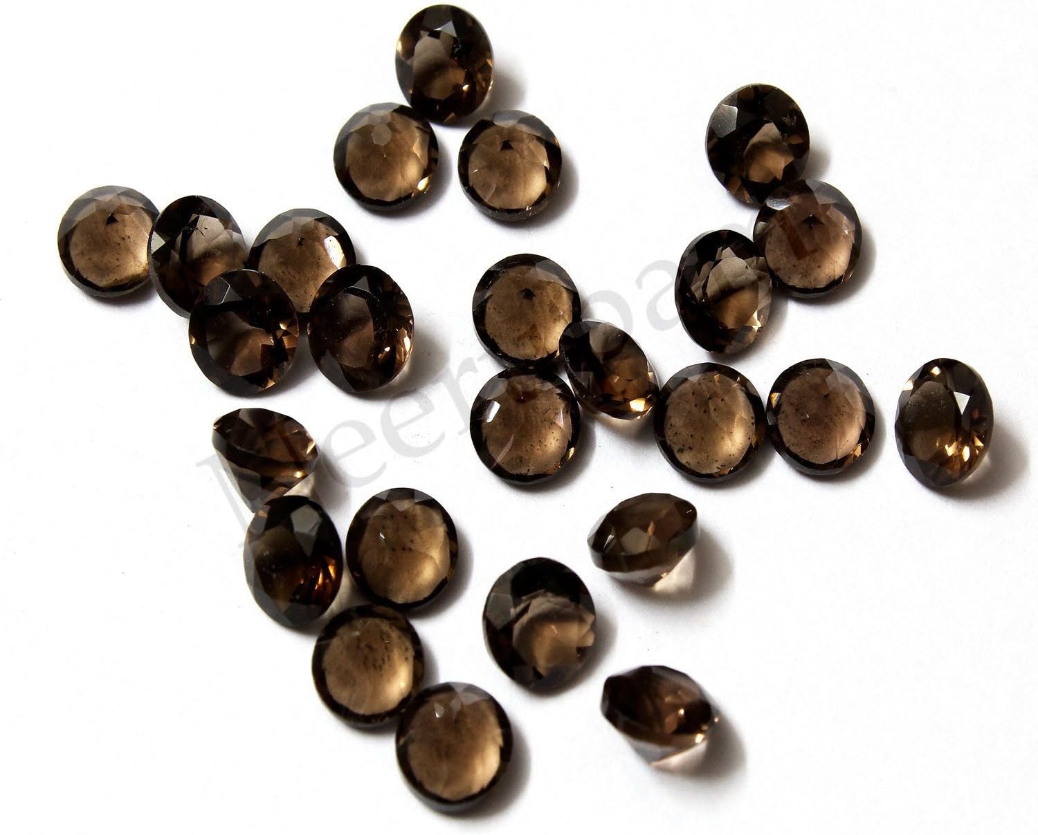 Neerupam Collection Grey Color Natural Brazilian Smoky Quartz AA Quality 8 mm Size Faceted Round Shape Loose Gemstones