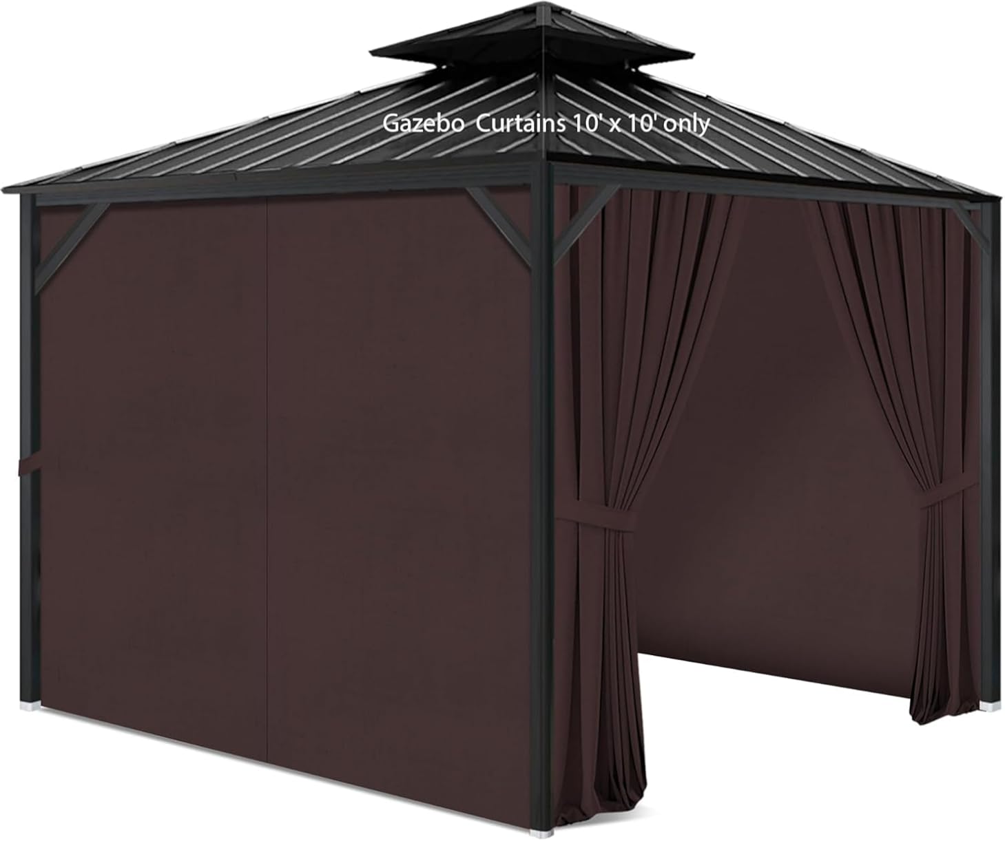 Gazebo Privacy Curtains 10' x 10' with Zipper 4-Panels Side Wall Universal Replacement for Patio, Outdoor Canopy, Garden and Backyard Coffee Brown(Curtain Only)