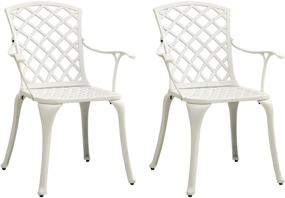 Patio Chairs 2 pcs Cast Aluminum White,Comfortable and Durable Aluminum Patio Chairs for Outdoor Dining and Relaxation Outdoor Furniture, Outdoor Chairs