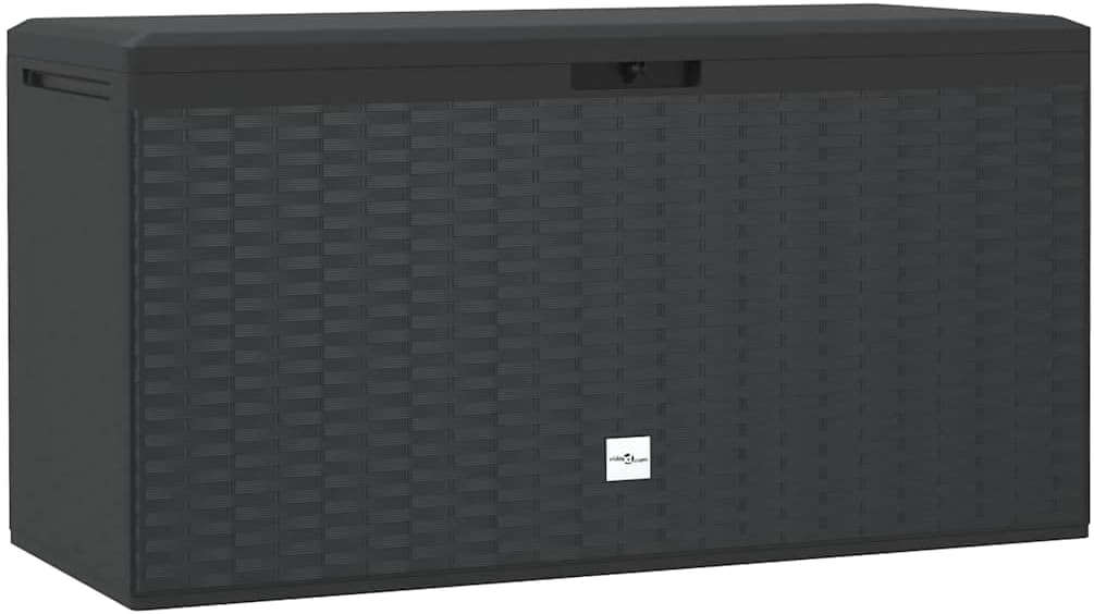 Anthracite Outdoor Storage Box, Weatherproof Polypropylene Deck Container, 44.9 x 18.5 x 23.6 Inch Large Capacity Bin for Garden Cushions, Pool Tools, Patio Supplies, and Yard Organization