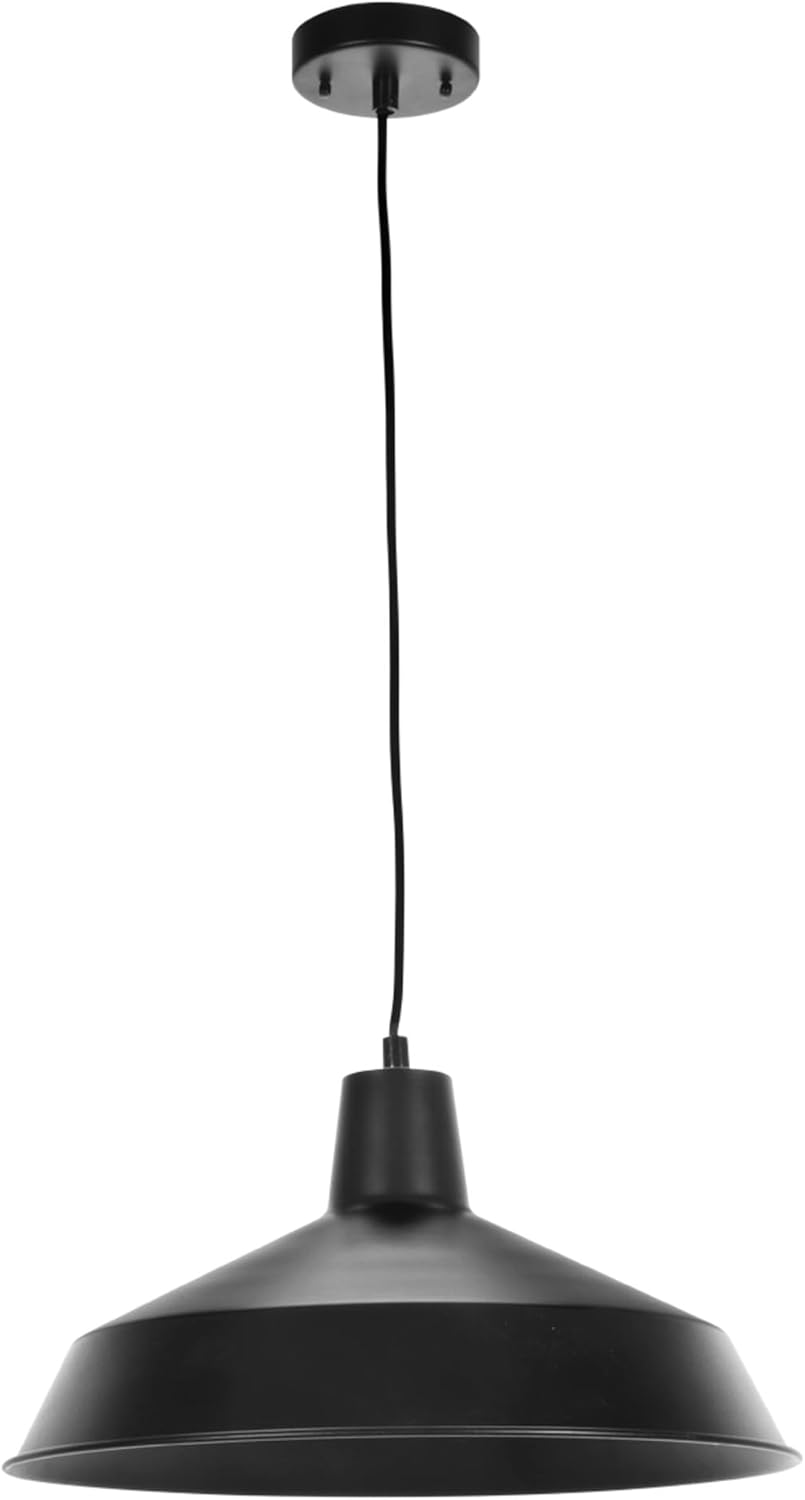 GLOBE Electric 65155 1-Light Industrial Warehouse Pendant Lighting, Matte Black, Hanging Lamp, Hanging Lights, Ceiling Light Fixture