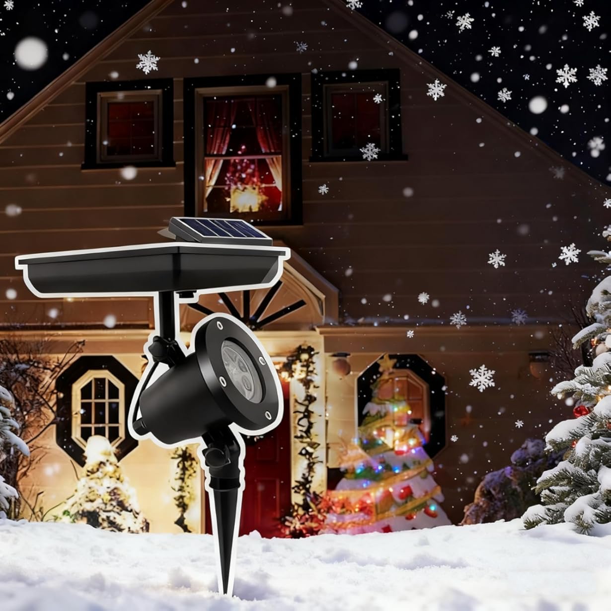 Solar LED Christmas Lights, Wall or Ground Mount, IP44 Waterproof, for Garden, Patio, Indoor and Holiday Decorations