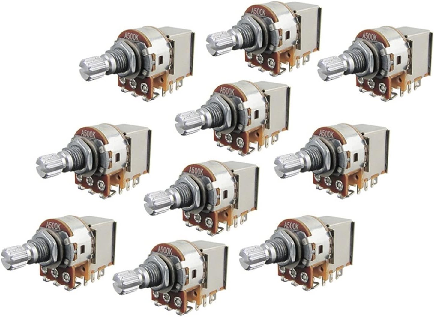 KESHUO 20pcs Push Pull Converter Control Potentiometers Audio Taper A500K Short Split Shaft for Electric Bass Guitar Guitar Kit Accessories