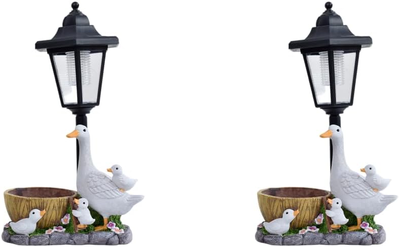 Solar Garden Light Cute Swan Animal Resin Figurine Lamp for Yard Outdoor Decoration