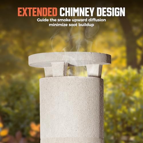 Concrete Outdoor Fireplace with Grill, Wood Burning Fireplace with Wood Storage and Chimney, Include Grill Rack & Charcoal Pan, 81.9”H