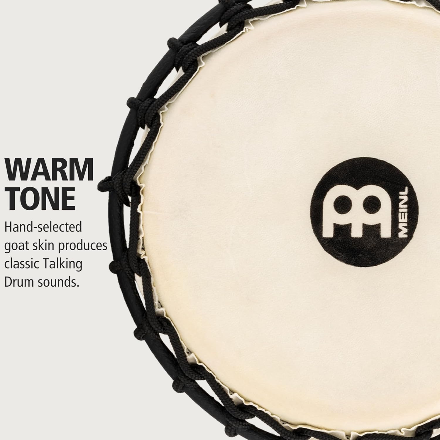 Meinl African Talking Drum with Mahogany Wood Shell and Wooden Beater - NOT MADE IN CHINA - Medium Size Goat Skin Heads, 2-YEAR WARRANTY (ATD-M)