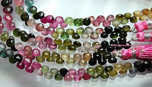 13 inch natural beads strand of 4.5-5mm faceted onion multi tourmaline gemstone briolletes beads for DIY jewelry - necklace, bracelet, earring, ring.