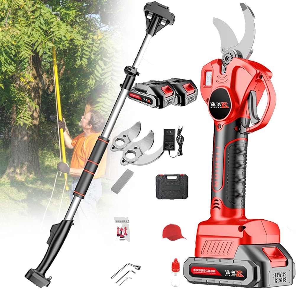 Electric Pruning Shears, Professional 21V Cordless Pruner Battery Powered Tree Branch Cutter with 1/2/3 Pack 2Ah Lithium Batteries Brushless Motor- 30MM,2Battery-3blade