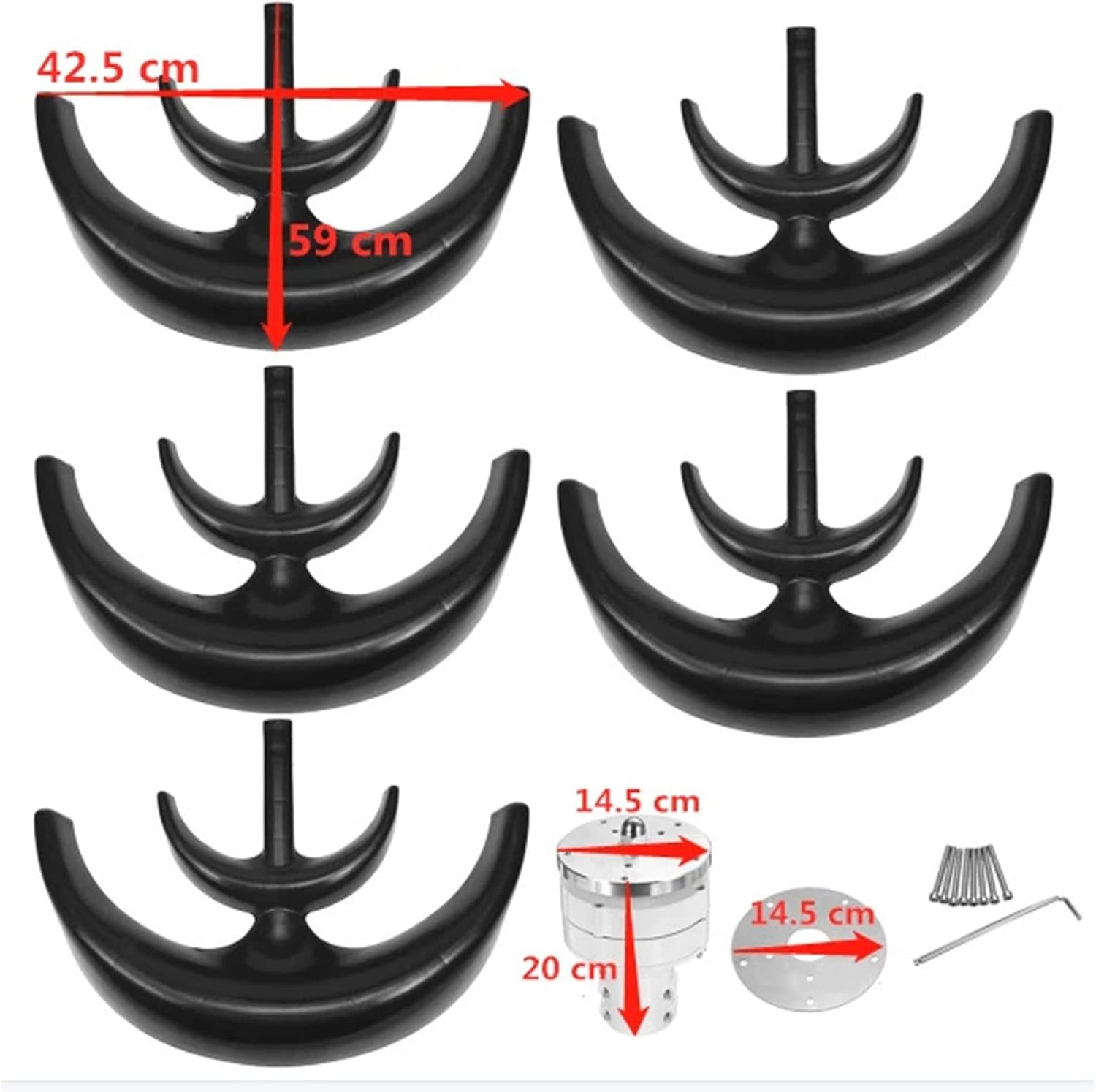 Lantern Shape Wind Turbine with 5 Blades Wind Generator 500W/12V/24V/48V with Integrated Controller,for Monitoring Systems,Mobile Homes,Fishing Boats,Marine Other Charging Uses,Black-24V