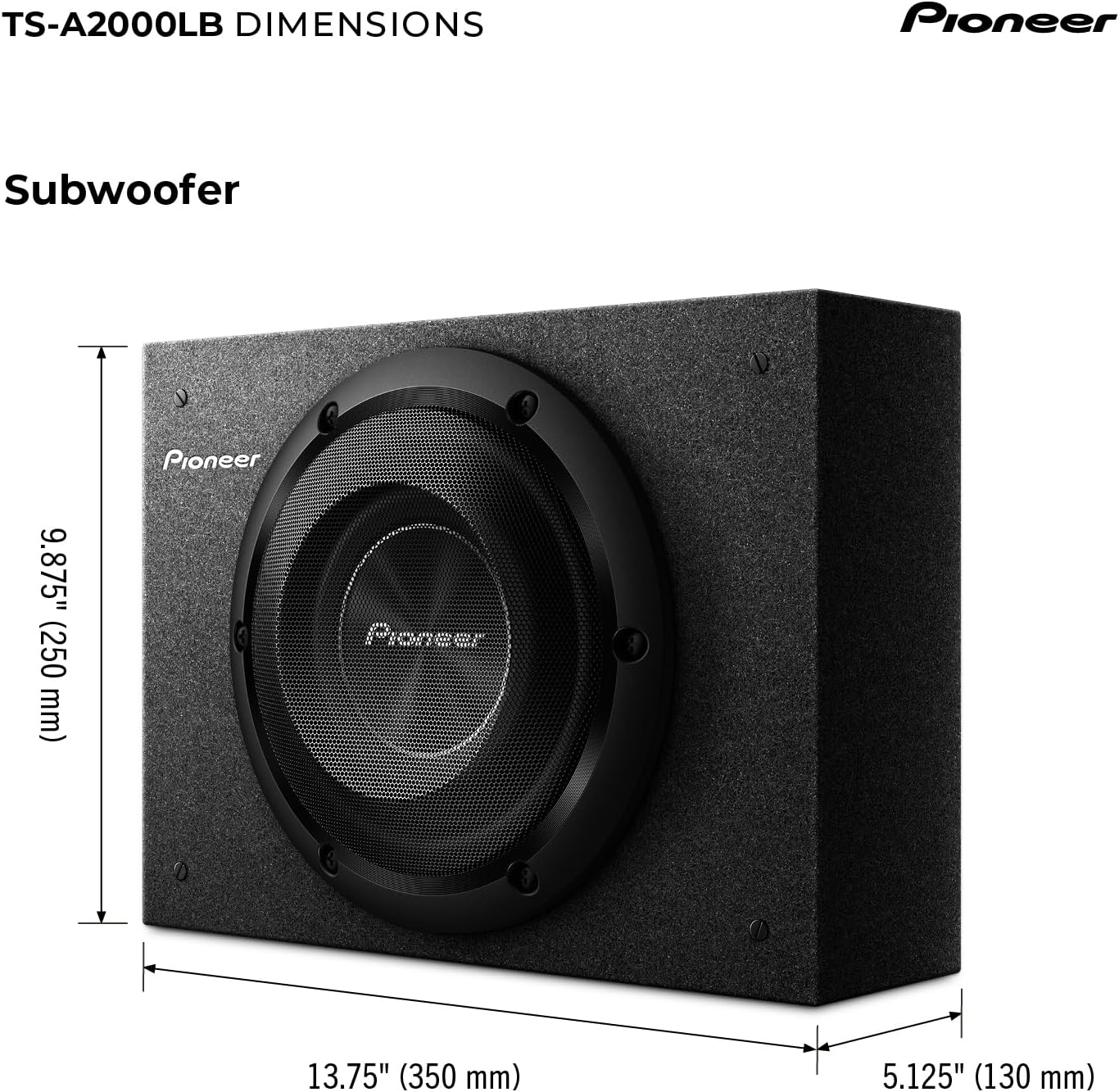 PIONEER A-Series TS-A2000LB 8” Subwoofer – 700W Max, Pre-Loaded Shallow-Mount Design, Deep Bass in Tight Spaces, Easy Installation, Enclosure Included