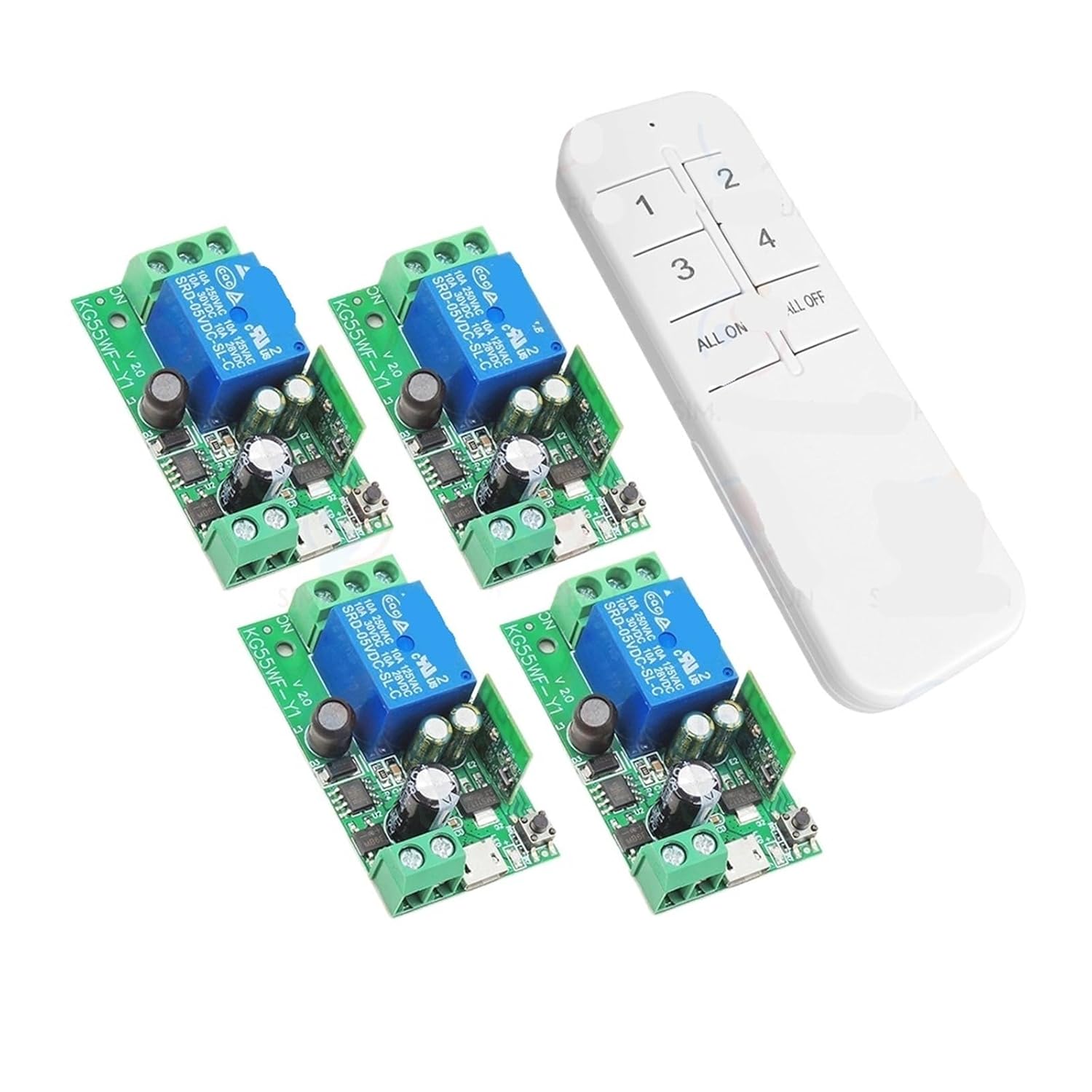 5V DC 12V 24V 48V Mini Relay Control(4receiver 1remote)