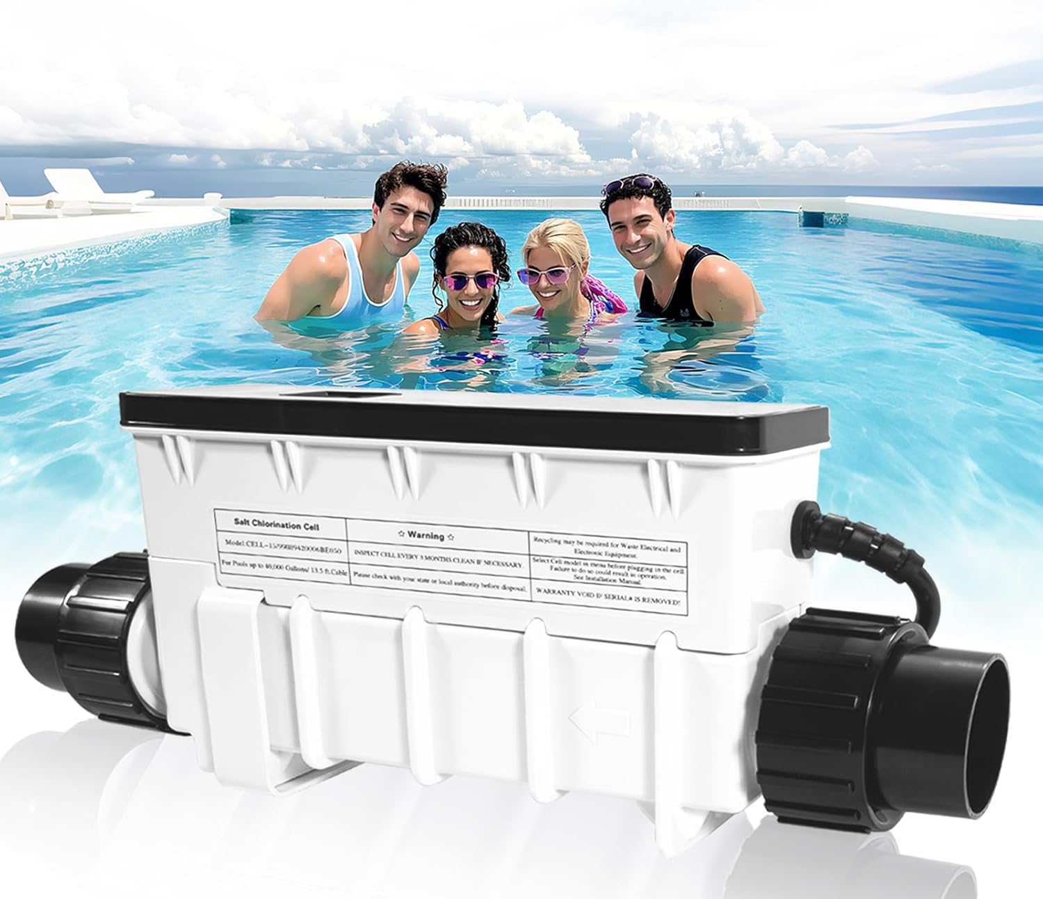 IC60 Salt Cell Replacement Fit for Pentair Intellichlor IC60 | Replaces 521105 | 60K Gallon Saltwater Chlorine Generator System for Inground Pools | Easy Install & Durable Design