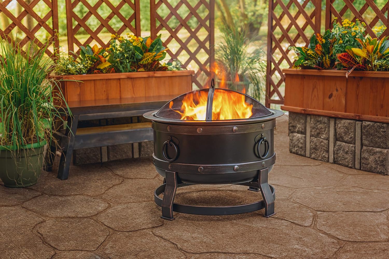 Pleasant Hearth OFW307R Killian fire Pit, Rubbed Bronze