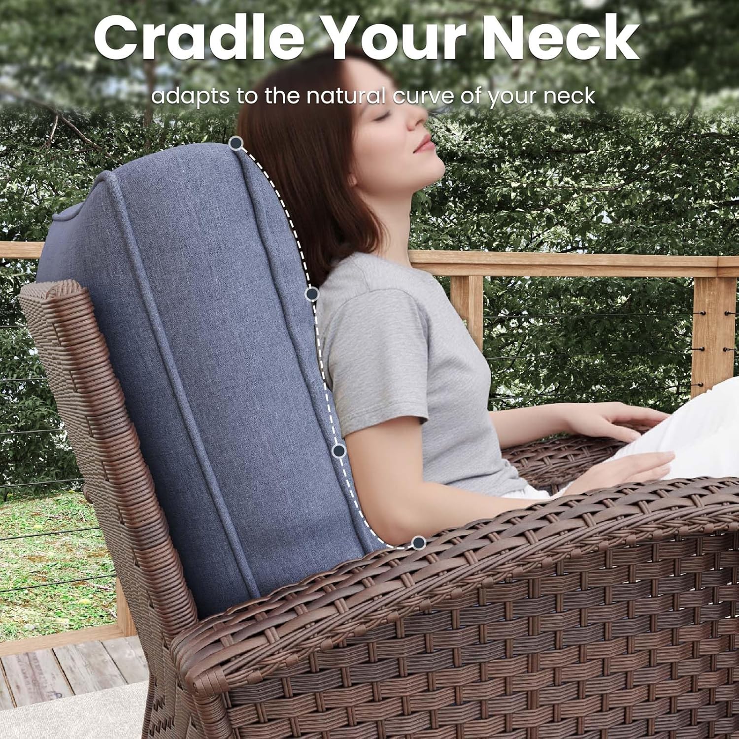 10 Pieces Patio Furniture Sets with Fire Pit Table, Wicker Rattan High Back Outdoor Swivel Rocking Chairs Set with 3-Seat Couch, Ottomans and Side Table