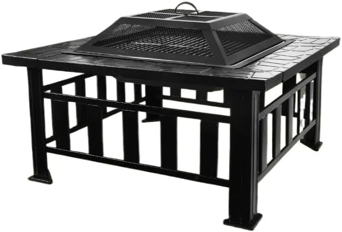 Outdoor Fireplaces Household Fire Pits Outdoor Heaters Steel Table Charcoal Pit Square Courtyard Camping Grills for Family Gathering Fire Pits