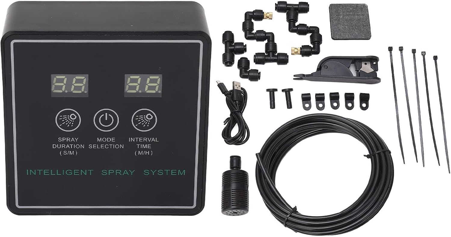 Reptile fogger Smart Spray System,Automatic Timing Humidifier 360 Degree Adjustable Misting Nozzles Mister,for Terrariums Amphibian Lizard Snake Frog Plants