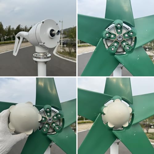 1200W Wind Turbine Generator Kit - 12V/24V/48V with MPPT Controller & 5 Green Blades, Automatic Wind Direction Adjustment, Ideal for Home & Street Lighting