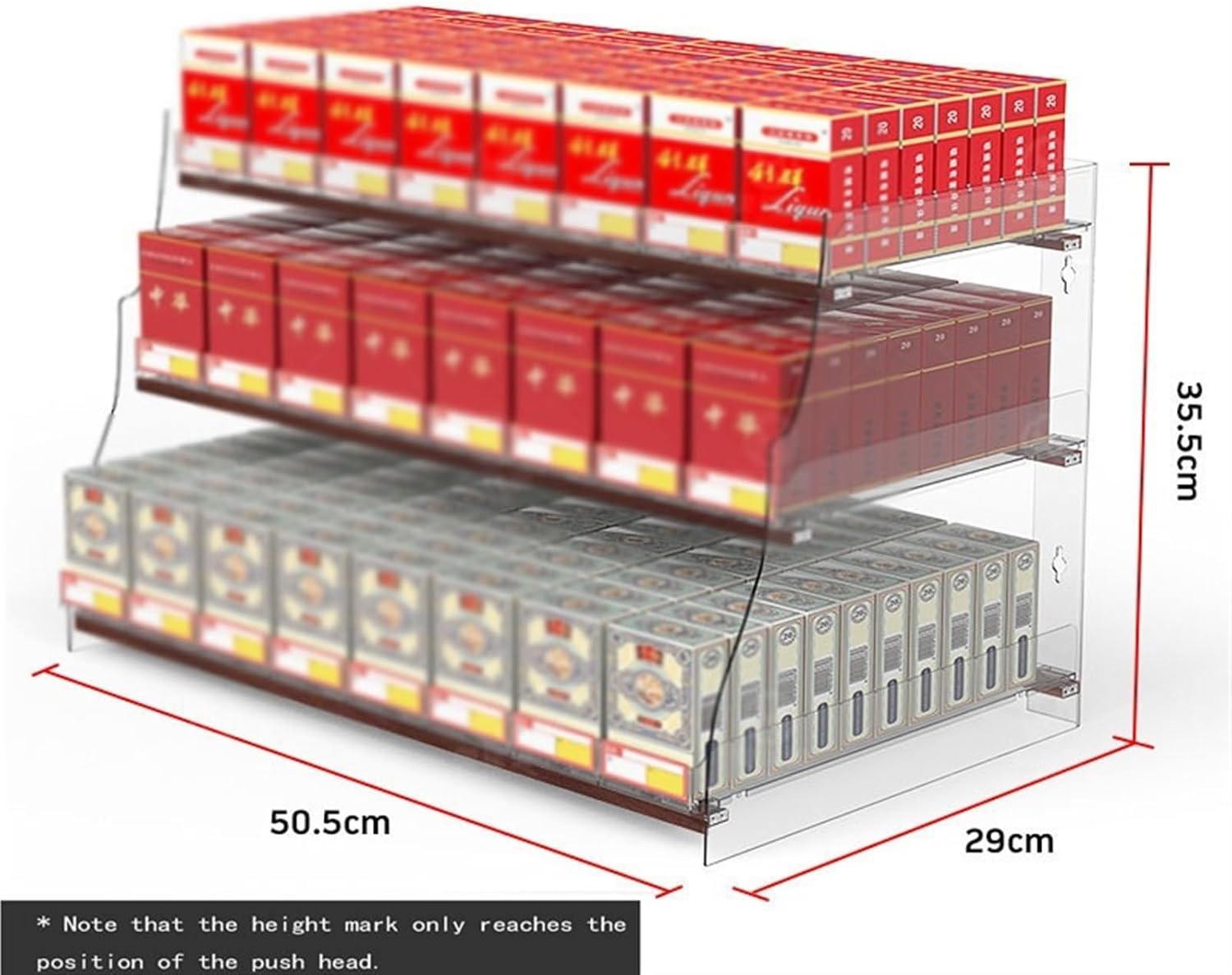 Acrylic Automatic Tobacco Display Rack Pushers - Clear 3-Layer Cigarette Box Holder for Convenience Stores, Gas Stations, Retail Shops - Efficient Auto-Push System for Cigar Products