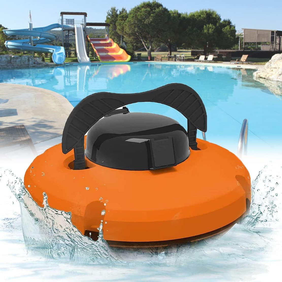 BYOKA Cordless Automatic Pool Cleaner, Swimming Pool Cleaner Robot Smart Vacuum Cleaner, 90 Mins Runtime, for Pool Surface Up to 1000Sq.Ft,Orange