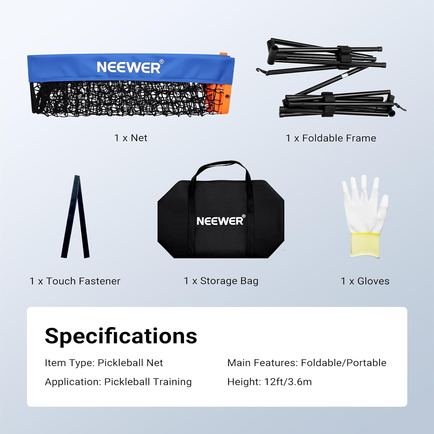 NEEWER Wide Pickleball Net, Small Portable Foldable Driveway Equipment Accessories for Indoor Outdoor Pickle Ball Training & Practice, No Tools Required