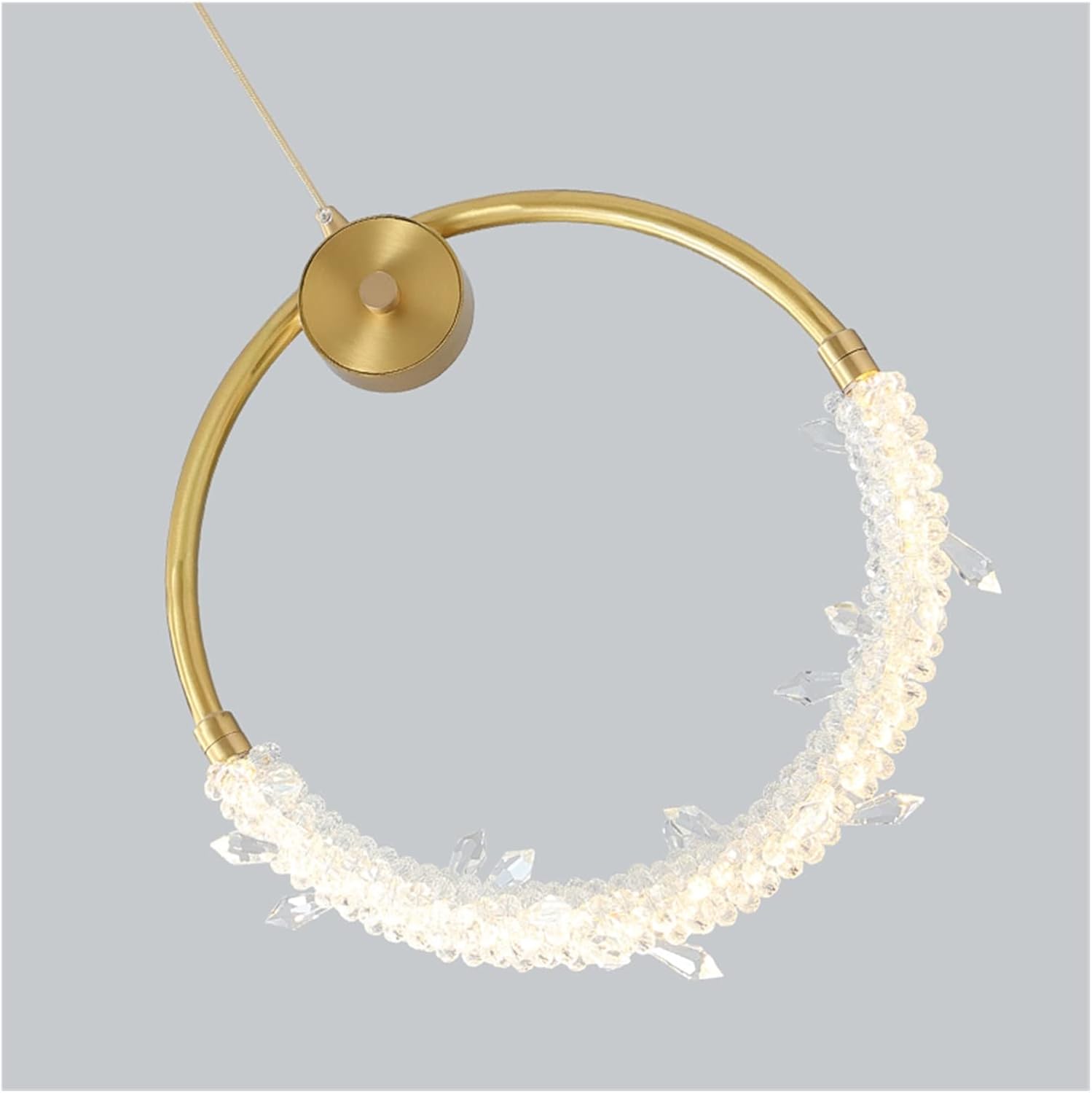 Hanging Lamp, Crystal Chandelier Gloss Round Chandelier Kitchen Ring Crystal Light Modern LED Creative Design Lamps for Lighting Interior (Color : 1, Size : Cool Light 6000K-DIA30 H120CM)