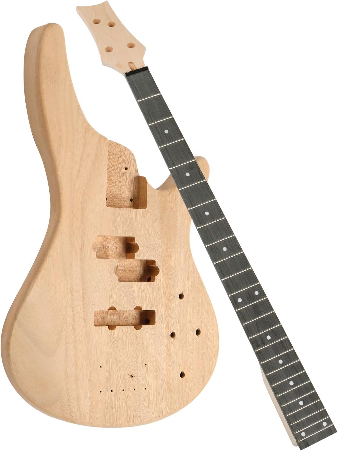 DIY Electric Bass Guitar Kit for Beginners and Hobbyists Featuring Solid Mahogany Body, Maple Neck, and Pre-Wired Components