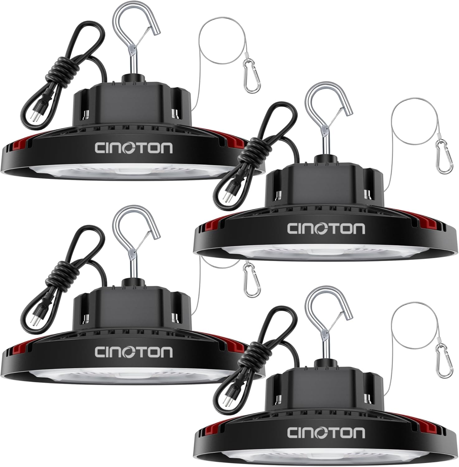 CINOTON 160W UFO LED High Bay Light, Aluminum LED Shop Lights with 24000LM, 5000K Commercial Bay Lighting for Warehouse Garage Workshop Factory Studio, 6' Cable & Safety Rope, ETL Listed 4 Pack