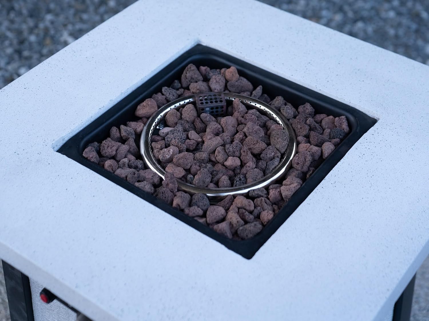 28 Inch Square Outdoor Propane Fire Pit Table with 50000 BTU Heat Output, Fiberglass and Iron Construction for Patio or Garden Use W2691P231712