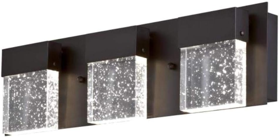 Westinghouse 6372600 Cava II Three-Light, 21-Watt LED Indoor Wall Fixture, Matte Black Finish with Bubble Glass