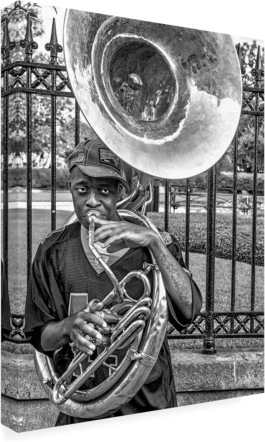 Wrapped Canvas Wall Art - Kirk Cypel 'They Say Its The Sousaphone Players You Have To Look Out For' Wall Art for Living Room, Bedroom, or Office Décor - 35x47