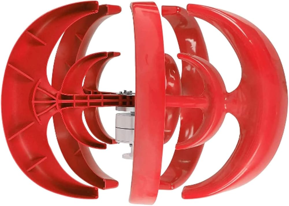 1600W Wind Turbine Generator Kit, 5 Blades 12V 24V 48V Vertical Axis Lantern Wind Turbines Generator Kit with Controller for Home Or Campin(Red)